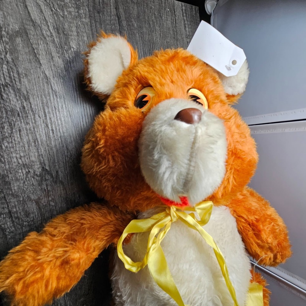 Vintage Ganz Bros Toys Teddy Bear Plush Toronto Canada 60 cm Brown Yellow Bow